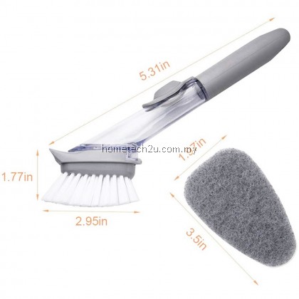 Kitchen Cleaning Brush 2 In 1Handle Cleaning Brush with Removable Brush Sponge Dispenser Dishwashing Brush Kitchen Tools