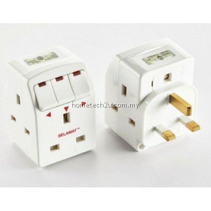 ORIGINAL SELAMAT 3 WAY Adaptor With Neon Switch (SIRIM) SA-32/2K-333L Best Quality Plug Kepala Tiga 3 Extension Socket