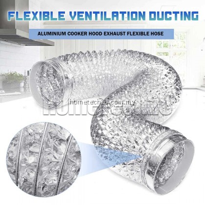 Aluminium Gas Cooker hood hob Pipe Exhaust Flexible Ducting Hose 6 Inch Saluran Paip Penyedut Asap Dapur