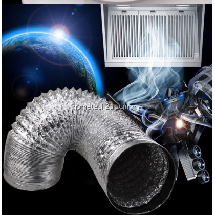 Aluminium Gas Cooker hood hob Pipe Exhaust Flexible Ducting Hose 6 Inch Saluran Paip Penyedut Asap Dapur