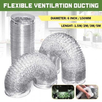 Aluminium Gas Cooker hood hob Pipe Exhaust Flexible Ducting Hose 6 Inch Saluran Paip Penyedut Asap Dapur