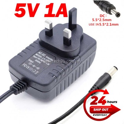 Malaysia 3 Pin AC to DC (5.5*2.5mm) 5V 1A Switching Power Supply Adapter DC Power Adaptor