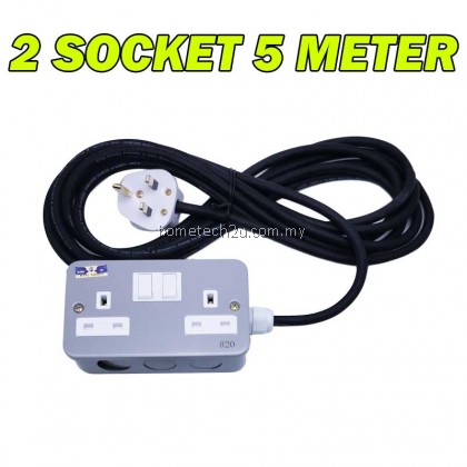 13amp/15amp Metal Clad Heavy Duty Portable Socket Extension Trailing Socket Metal Socket Extension Plug 5Meter