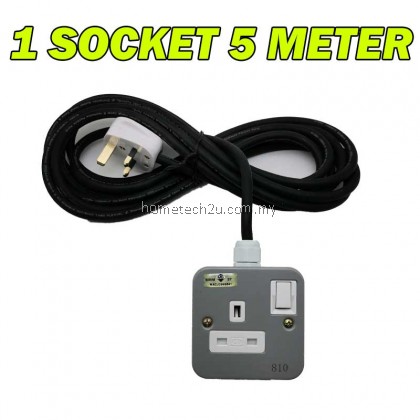13amp/15amp Metal Clad Heavy Duty Portable Socket Extension Trailing Socket Metal Socket Extension Plug 5Meter
