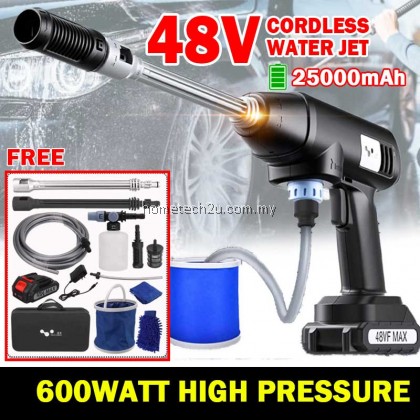 600W Cordless Water Jet High Pressure Water Gun Car Washer Machine Kit Portable Wash Spray Car Garden Tool Cuci Kereta