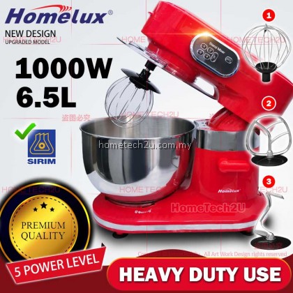 Homelux Stand Mixer Heavy Duty 6.5L 2.5KG 1000W Professional Baking Mixer Cake Mixer Low Noise Sirim HSM-F612 揉面机 打蛋机 Homelux Stand Mixer Heavy Duty 6.5L 2.5KG 1000W Professional Baking Mixer Cake Mixer Low Noise Sirim HSM-F612 揉面机 打蛋机