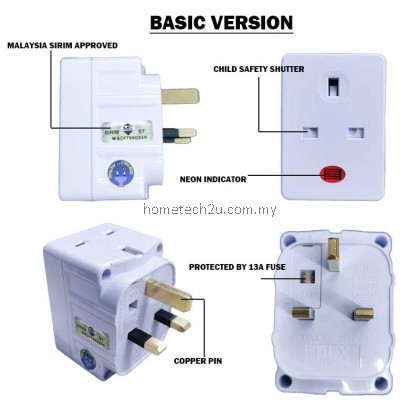 Extension Plug 13A 3 Way Adaptor with Nigh Lamp 2 USB Charger USB plug three adapter adaptor Extension Socket Kepala Tiga Lampu Tidur (Sirim)