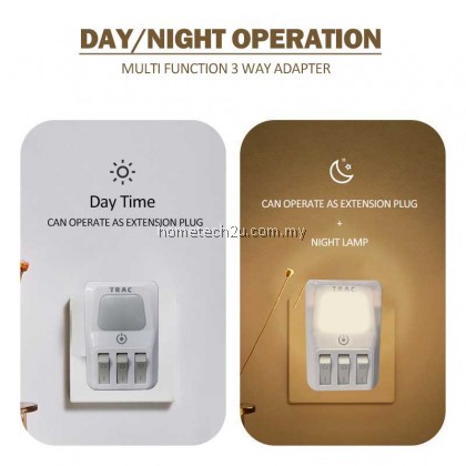 Extension Plug 13A 3 Way Adaptor with Nigh Lamp 2 USB Charger USB plug three adapter adaptor Extension Socket Kepala Tiga Lampu Tidur (Sirim)