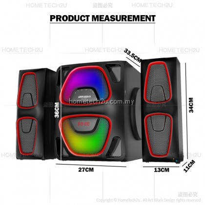AmpAudio 2.1 Multimedia Speaker System Audio SMA-68T With PC Computer Speaker Subwoofer Bluetooth Speakers FM Radio Home Theater Speaker AmpAudio 2.1 Multimedia Speaker System Audio SMA-68T With PC Computer Speaker Subwoofer Bluetooth Speakers FM Radio Home Theater Speaker