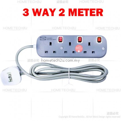 Lemax Trailing Socket Extension Wire Cable Plug Socket With Neon Indicator Sirim Approved