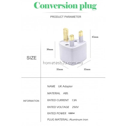 Universal 13A 3 Pin Plug Adaptor 2 Pin US EU CHINA Multi Pin To Malaysia 3 Pin UK Adapter