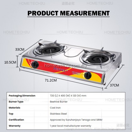 PENTEC Double Burner Gas Stove MD-81 812 816 Dapur Gas Masak 120mm 莲花炉 PENTEC Double Burner Gas Stove MD-81 812 816 Dapur Gas Masak 120mm 莲花炉