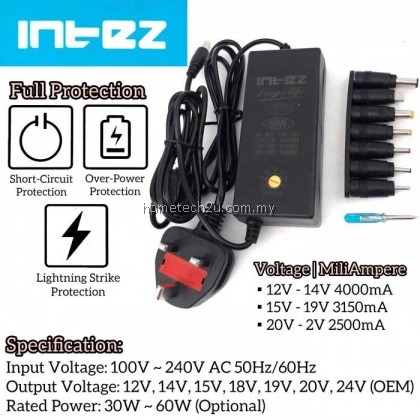 Intez Universal Power Adapter 30w-60w Voltage Adjustable Multi Ac To Dc Power Adapter 12v To 24v For Electronic, Monitor, Pos, Led TV Devices Intez Universal Power Adapter 30w-60w Voltage Adjustable Multi Ac To Dc Power Adapter 12v To 24v For Electronic, Monitor, Pos, Led TV Devices