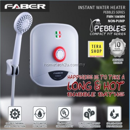 Faber FWH 106WH PEBBLES Instant Water Heater - Non Pump
