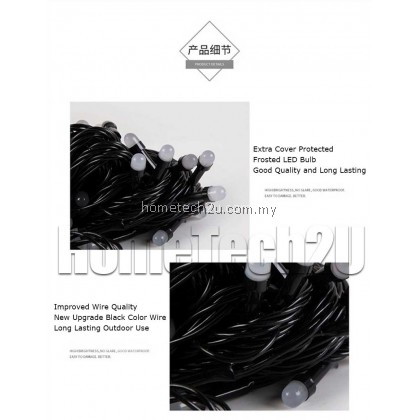 Lampu Lip Lap Raya 10M Led Christmas Fairy String Light Outdoor Black Wire Wedding Party Holiday Christmas Tree Garland Light