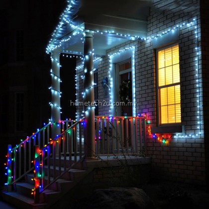 Lampu Lip Lap Raya 10M Led Christmas Fairy String Light Outdoor Black Wire Wedding Party Holiday Christmas Tree Garland Light