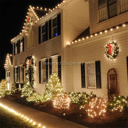 Lampu Lip Lap Raya 10M Led Christmas Fairy String Light Outdoor Black Wire Wedding Party Holiday Christmas Tree Garland Light