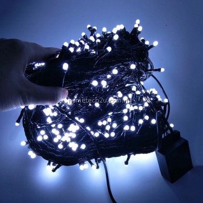Lampu Lip Lap Raya 10M Led Christmas Fairy String Light Outdoor Black Wire Wedding Party Holiday Christmas Tree Garland Light