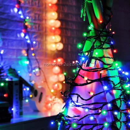 Lampu Lip Lap Raya 10M Led Christmas Fairy String Light Outdoor Black Wire Wedding Party Holiday Christmas Tree Garland Light