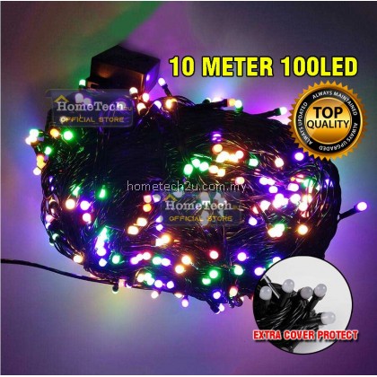 Lampu Lip Lap Raya 10M Led Christmas Fairy String Light Outdoor Black Wire Wedding Party Holiday Christmas Tree Garland Light