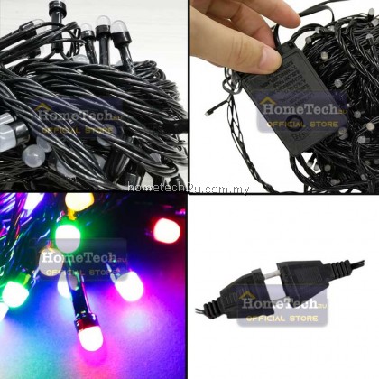 Lampu Lip Lap Raya 10M Led Christmas Fairy String Light Outdoor Black Wire Wedding Party Holiday Christmas Tree Garland Light