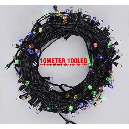 Lampu Raya Lip Lap LipLap 10M 100leds Colourful Hexagon RGB Led String Light Fairy Christmas Decoration Lights