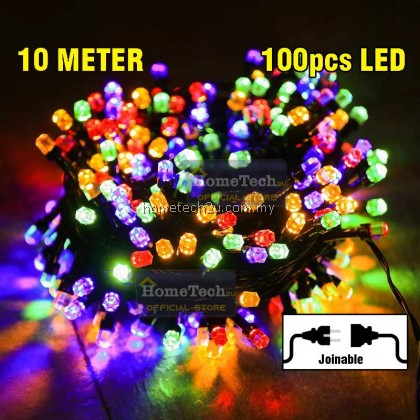 Lampu Raya Lip Lap LipLap 10M 100leds Colourful Hexagon RGB Led String Light Fairy Christmas Decoration Lights