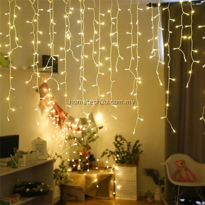 Christmas String Light Curtain Icicle Icecle String Lights 6M 200LED Fairy Light Outdoor Waterproof Garland Decoration