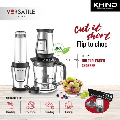 Khind 4 in 1 Multi Blender Chopper BLC129 500W (Stainless Steel Blades) Khind 4 in 1 Multi Blender Chopper BLC129 500W (Stainless Steel Blades)