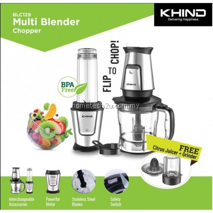 Khind 4 in 1 Multi Blender Chopper BLC129 500W (Stainless Steel Blades) Khind 4 in 1 Multi Blender Chopper BLC129 500W (Stainless Steel Blades)