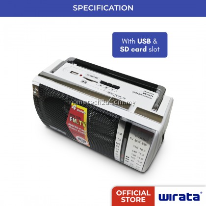 WIRATA Portable FM Radio 4 Band with USB/SD card slot (LT-D6.5U)
