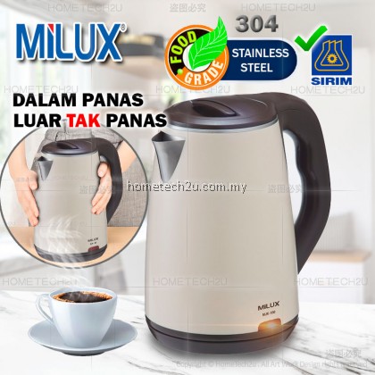 Milux 1.8L Jug Kettle Double Wall Stainless Steel Lid and Inner Pot MJK-180