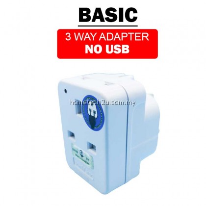 13A 3 Way Adapter Adaptor Plug with 2 UBS port and 1 Type C Charger Port 5V 3.1A (Sirim Approved)