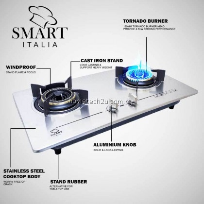 Smart Stainless Steel Built-in Hob Gas Stove Dapur Tanam 4.5KW 130mm Burner HSH-98 MGH-S633M HB802S2 Smart Stainless Steel Built-in Hob Gas Stove Dapur Tanam 4.5KW 130mm Burner HSH-98 MGH-S633M HB802S2