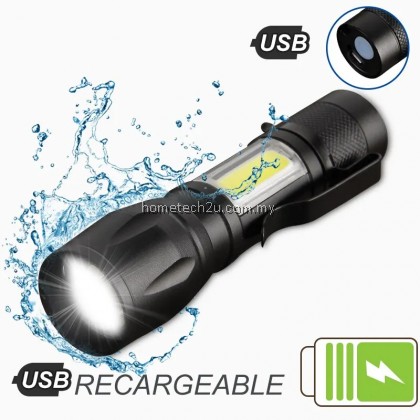Mini Torch LED Rechargeable Flashlight Portable USB Charging Flashlight High Power Bank Camping Waterproof Long Range