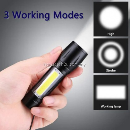 Mini Torch LED Rechargeable Flashlight Portable USB Charging Flashlight High Power Bank Camping Waterproof Long Range