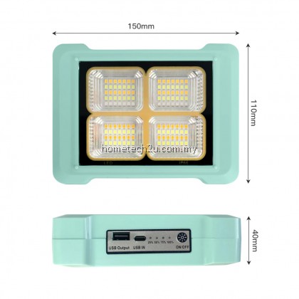 Portable LED Work Light with Rechargeable Battery Solar LED Flood Light+Flashlight Emergency Phone Charge Camping