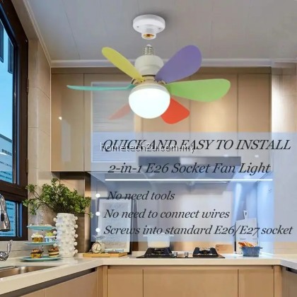 Ceiling Fans With Remote Control and 40W Light LED Lamp Fan E27 Converter Base Smart Silent Ceiling Fans For Bedroom Ceiling Fans With Remote Control and 40W Light LED Lamp Fan E27 Converter Base Smart Silent Ceiling Fans For Bedroom