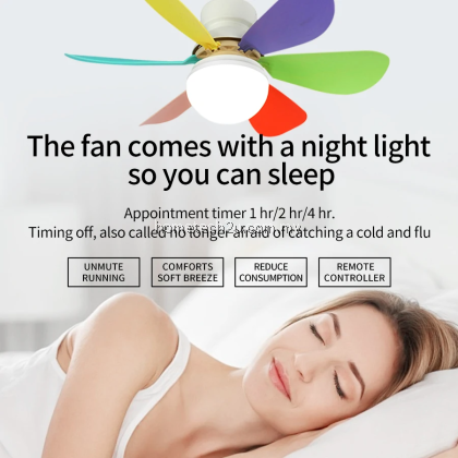 Ceiling Fans With Remote Control and 40W Light LED Lamp Fan E27 Converter Base Smart Silent Ceiling Fans For Bedroom Ceiling Fans With Remote Control and 40W Light LED Lamp Fan E27 Converter Base Smart Silent Ceiling Fans For Bedroom