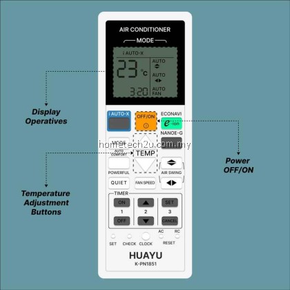 Panasonic Inverter Air Cond Air Conditioner Replacement Remote Control K-PN1851 Panasonic Inverter Air Cond Air Conditioner Replacement Remote Control K-PN1851