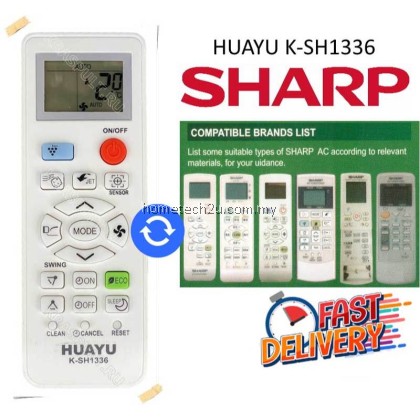 Sharp Aircond Remote Contro Replacement Huayu K-SH1336 For CRMC-A901CRMC-A851 CRMC-A998JBEZ AH-AP9SMD/SED AH-A9UCD Sharp Aircond Remote Contro Replacement Huayu K-SH1336 For CRMC-A901CRMC-A851 CRMC-A998JBEZ AH-AP9SMD/SED AH-A9UCD