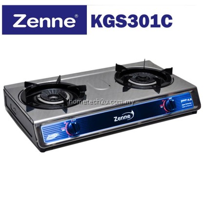 Zenne KGS301C Double Burner Stainless Steel Gas Cooker Stove - Twister Flame, LPG Dapur Masak