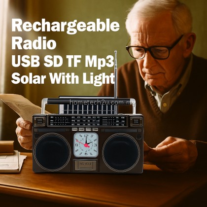 New NS-7003S Vintage Retro Radio Bluetooth Speaker Portable Radio | Solar Powered FM/AM/SW3 Band Radio Player