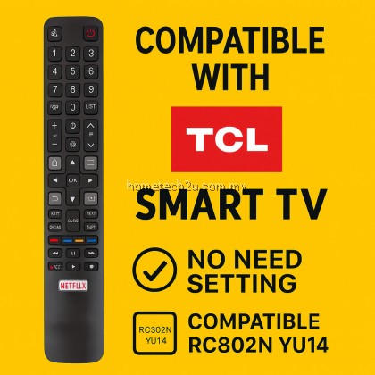 Replacement TCL Smart TV Remote Control RC802N YU14 YAI3 YUI2 YUI1 YU11 | Works with Netflix Button | No Setup Needed