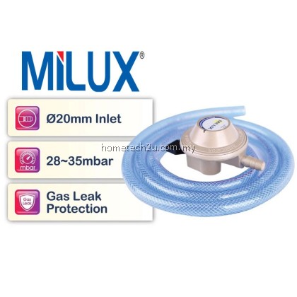MILUX Gas Regulator Set M-188CS with Safety Valve | 1.5m Gas Hose | 20mm LPG Inlet | High Quality & Safe