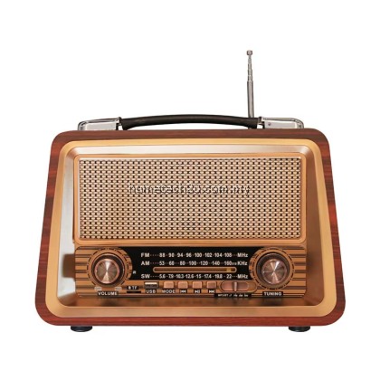 Retro Wooden Radio Bluetooth Speaker &ndash; Portable AM/FM/SW Radio, USB/TF/AUX Input, Classic Style Stereo Sound