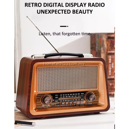 Retro Wooden Radio Bluetooth Speaker &ndash; Portable AM/FM/SW Radio, USB/TF/AUX Input, Classic Style Stereo Sound
