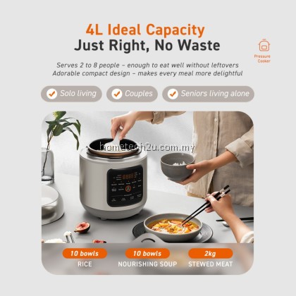 Joyoung Compact Pressure Cooker JPC-4HP28 | 4L Capacity | 70kPa High Pressure | 14 Safety Protections