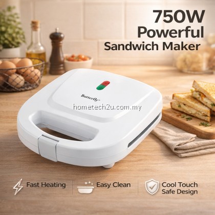 Butterfly Sandwich Maker BSM-8511 | 750W | Non-Stick Plates | Cool Touch Housing