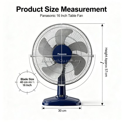 Panasonic 16” Table Fan F-MN40JVBBH / F-MN40JVBNH | 3-Speed | 5-Blade | Thermal Safety Fuse